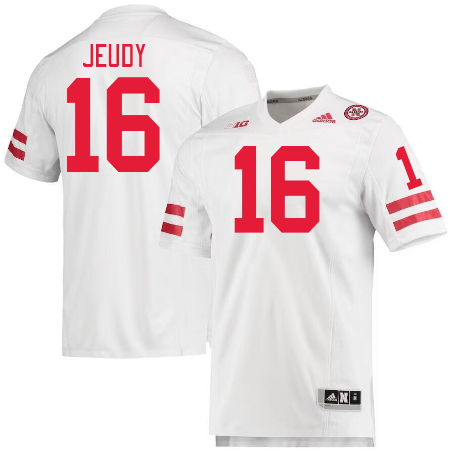 Men #16 Elijah Jeudy Nebraska Cornhuskers College Football Jerseys Stitched Sale-White - Click Image to Close